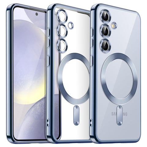 JETech Soft Clear Case for Samsung Galaxy S24 6.2-Inch, Camera Lens Full Protection, Compatible with MagSafe Wireless Charging, Shockproof Electroplated TPU Phone Cover (Sapphire Blue)