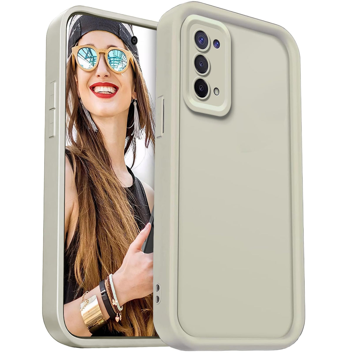 DESSEN Case for Oppo Reno 6 Pro 5G / Reno6 Pro 5G - Flexible Silicone Cover Camera Protection Shockproof Phone Case Soft Lightweight TPU Bumper Shell, White