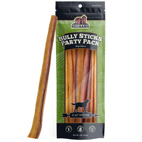 Redbarn All Natural 8-12ÃƒÆ’Ã‚Â¢ÃƒÂ¢Ã¢â‚¬Å¡Ã‚Â¬Ãƒâ€šÃ‚Â Bully Sticks for Medium & Large Dogs - Healthy Long Lasting Chews Variety Party Pack - 100% Beef Single Ingredient Low Odor Rawhide Free - 1 lb. Bag - Packaging May Vary
