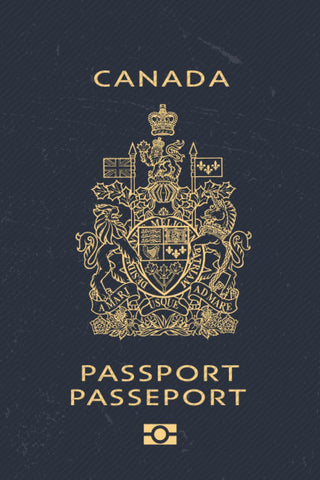 Canada Passport Notebook journal: 120 lined pages each page has vintage stamp from around the world