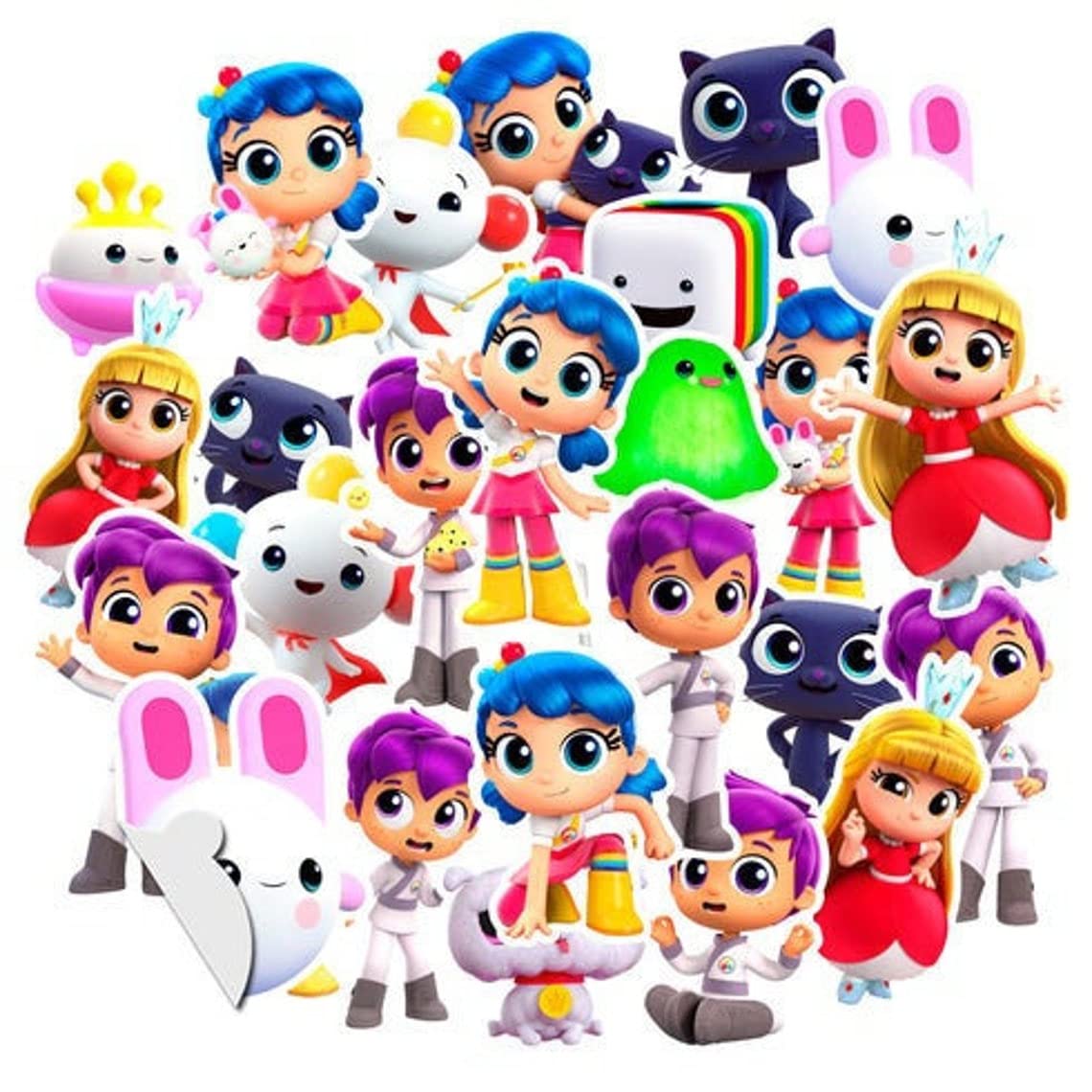 25 Pcs Vinyl Stickers True and The Rainbow Kingdom for Birthday Party Decorations.