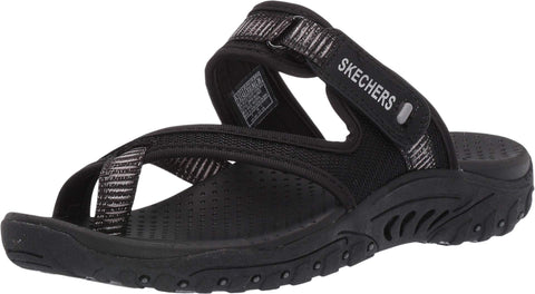 Skechers Women's Reggae-Seize The Day-Toe Thong Sandal Flip-Flop, Black, 7.5 M US