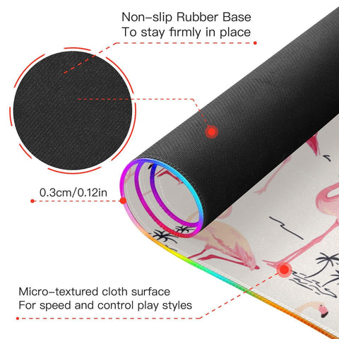 Flamingo (66) Wireless Charging Mouse Pad for Mobile Phone Extra Large Gaming Mousepad with 13 Lighting Modes Keyboard Mat for MacBook PC Laptop Desk Office Home Gaming