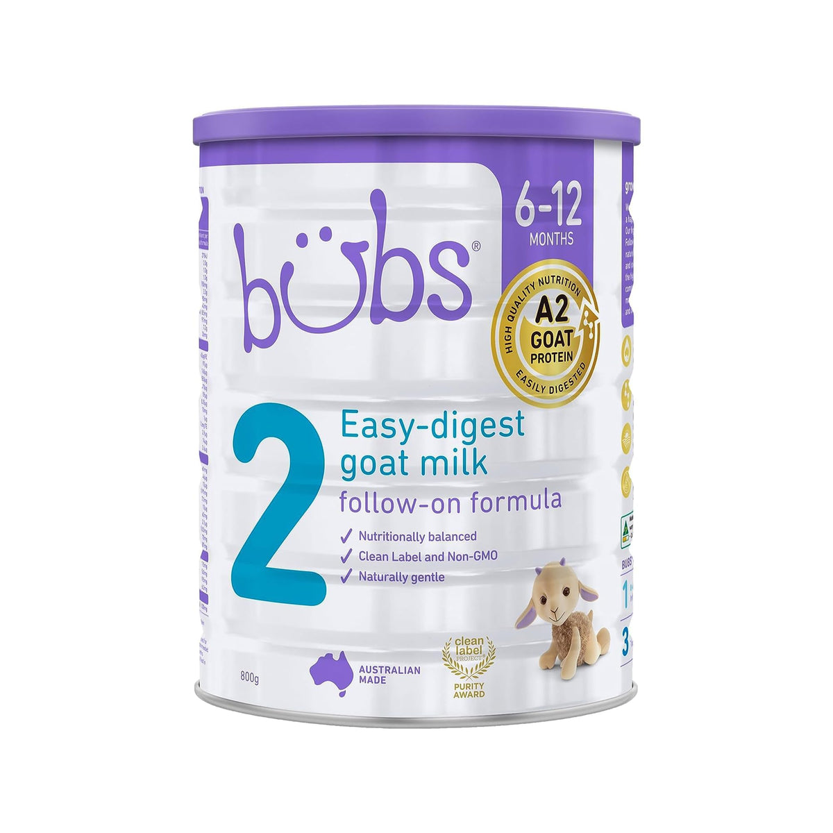 Aussie Bubs Goat Milk Follow On Formula Stage 2, 800g Non-GMO