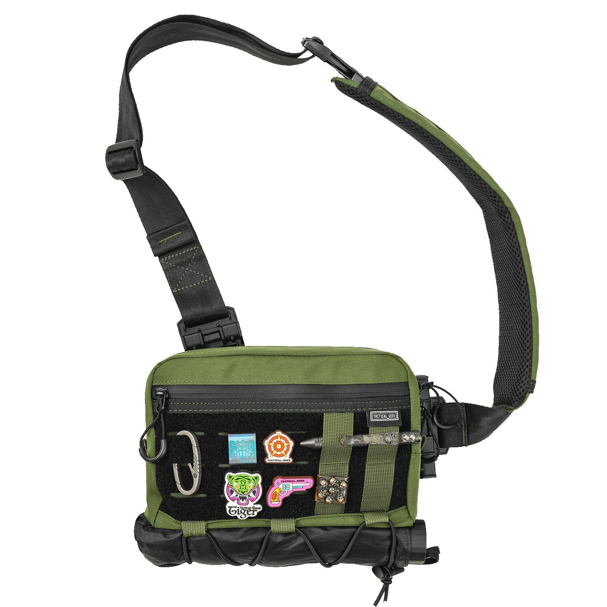 TACTICAL GEEK Cache L3S Crossbody Shoulder Bag, Nylon Multipurpose Daypack, Chest Backpack Casual Shoulder for Daily Carry, green small