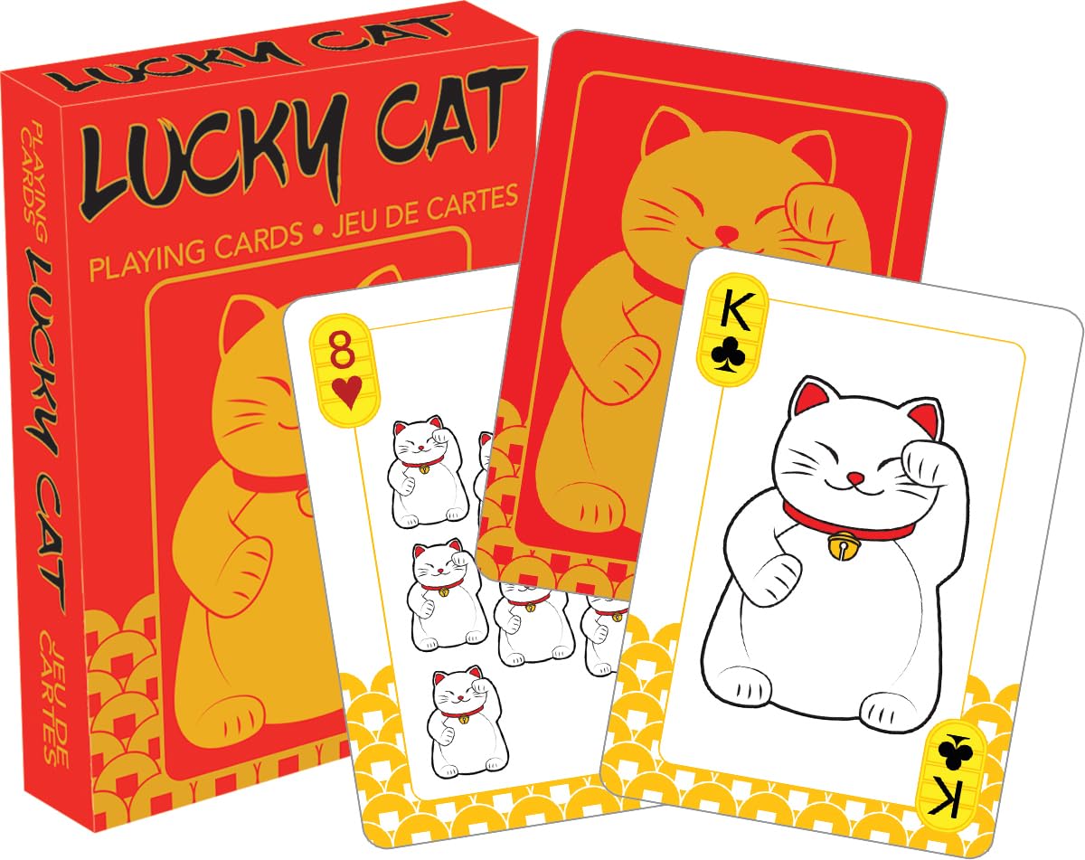 AQUARIUS Lucky Cat Playing Cards - Lucky Cat Themed Deck of Cards for Your Favorite Card Games - Lucky Cat Merchandise & Collectibles - Poker Size with Linen Finish