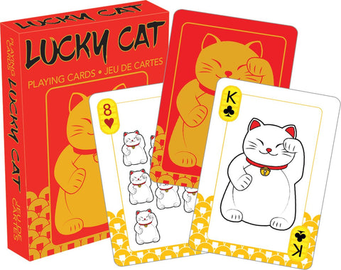 AQUARIUS Lucky Cat Playing Cards - Lucky Cat Themed Deck of Cards for Your Favorite Card Games - Lucky Cat Merchandise & Collectibles - Poker Size with Linen Finish