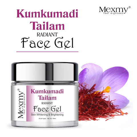 Mexmy Pure Kumkumadi Tailum Daily Face Gel with Saffron And Aloe Vera - For Hydrating Skin & Brightening - Non Sticky - Light & Quick Absorbing - No Parabens, Silicones, Synthetic Fragrance - 100mL