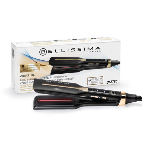 Bellissima Infrared Hair Straightener with 4 Heating Elements, Ceramic and Keratin Plate - 4 Temperatures, Soft Plates, Rounded Design, Fast Heating & Storage Bag