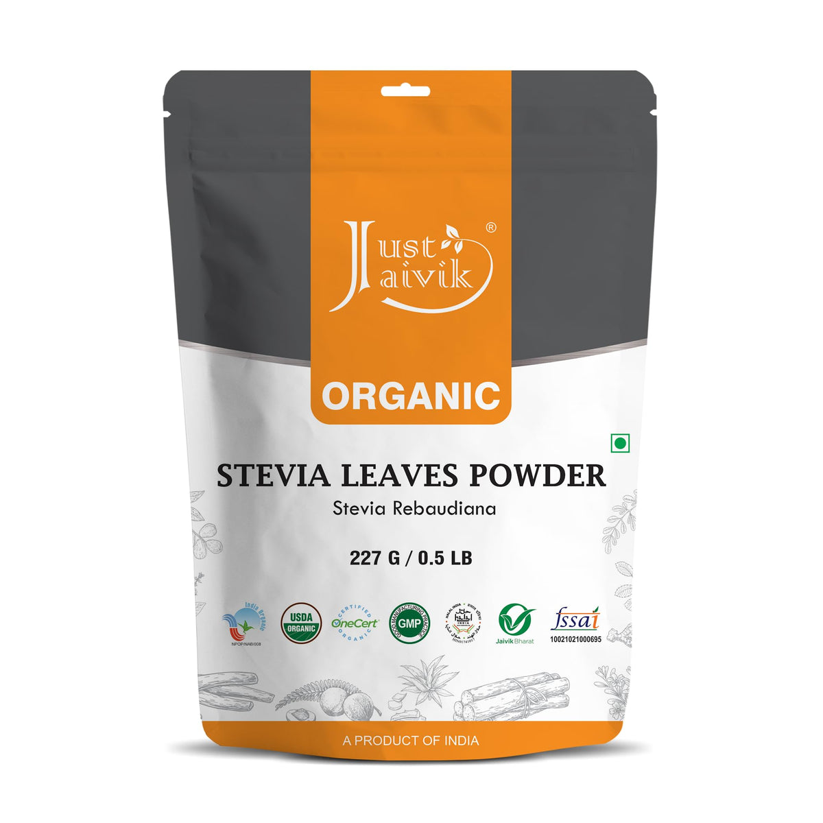 100% Organic Stevia Leaf Powder- An Organic Substitute to Sugar (227g / 0.5 LB / 08 oz)