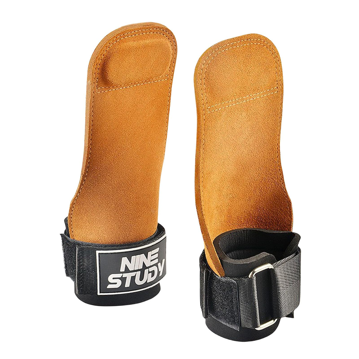 NINE STUDY Wrist Straps for Weightlifting for Maximum Grip Support Brown