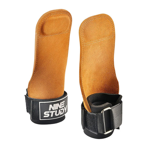 NINE STUDY Wrist Straps for Weightlifting for Maximum Grip Support Brown