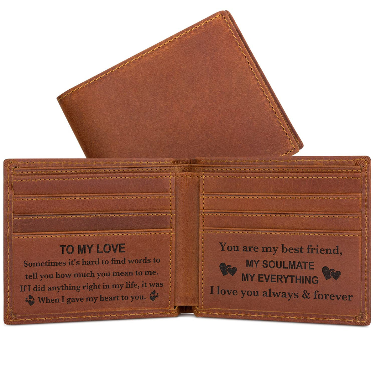 awofer Husband Gift Valentines Day Gifts for Men Engraved Wallet Husband Personalized Wallets for Anniversary Christmas Birthday Boyfriend Gifts
