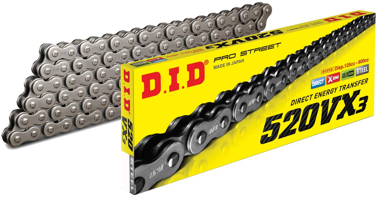DID (520VX3-98) Steel 98 Link High Performance VX Series X-Ring Chain with Connecting Link