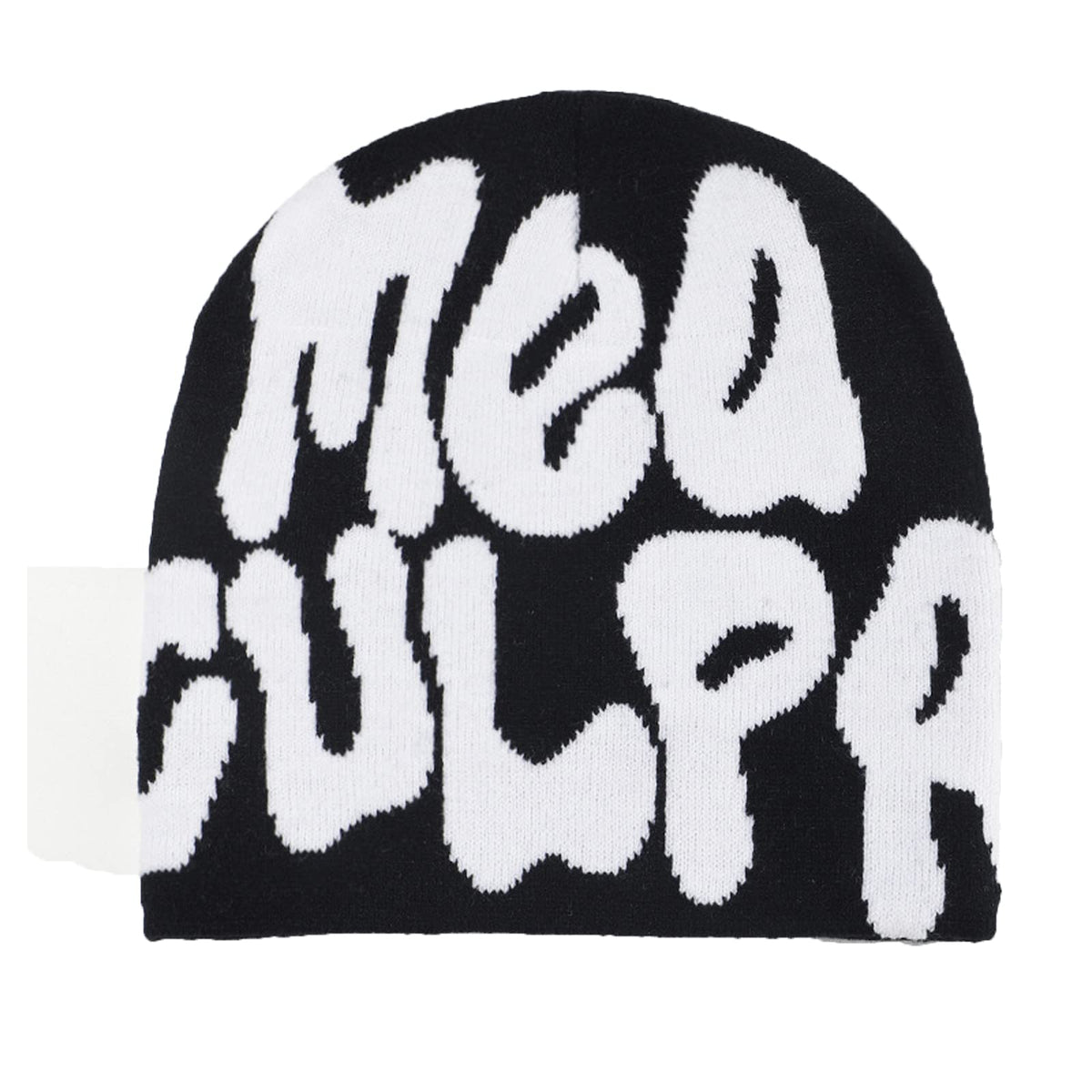ECLUSE Y2k Womens Jacquard Knitted Cap MEA Culpas Beanie Fashion Versatile Woolen Cap Autumn and Winter Anti-Cold Warm Knitted Cap (Black and White)