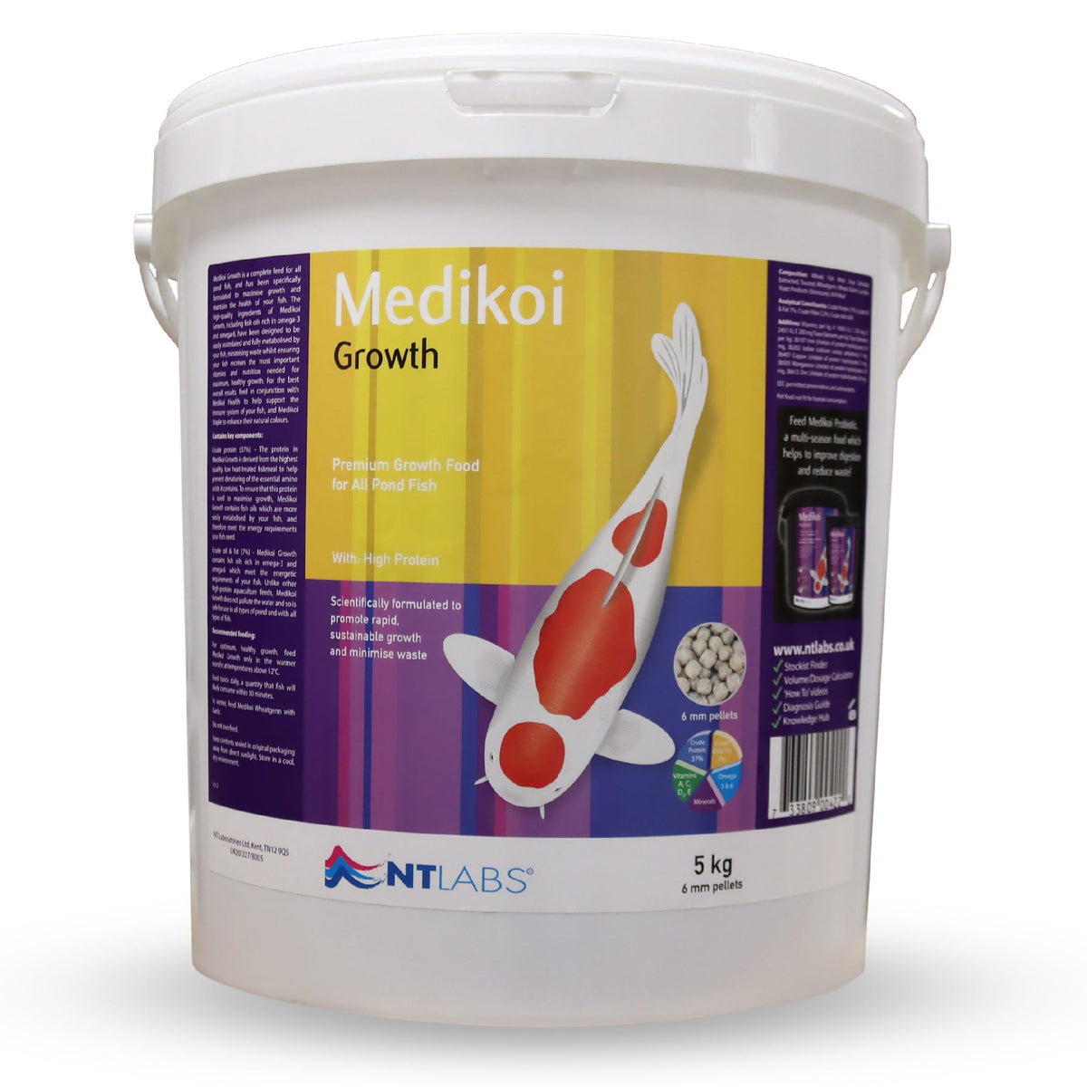 NT Labs Medikoi Growth, Complete Feed for All Pond Fish, Ideal for Late Spring and Summer Feeding, High Protein Koi Feed, Maintains Immune System, Koi Fish Food (5 kg (Pack of 1), Standard)