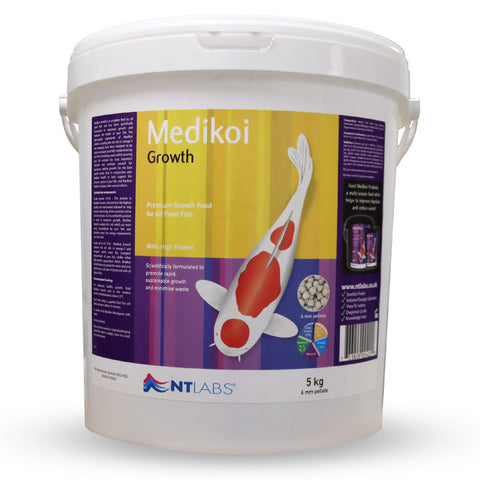 NT Labs Medikoi Growth, Complete Feed for All Pond Fish, Ideal for Late Spring and Summer Feeding, High Protein Koi Feed, Maintains Immune System, Koi Fish Food (5 kg (Pack of 1), Standard)