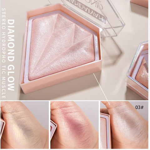 KARLOR Pink Highlighter Powder, Diamond Highlighter Palette Shimmer Face Highlighter Make up Pearl Glitter Blush with Shimmer Rose Highlight Glow Face?03#Light Pink?
