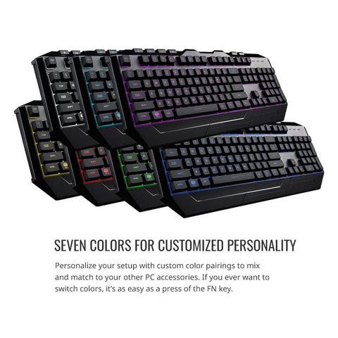 Cooler Master Devastator 3 Gaming Keyboard & Mouse Combo - Membrane Switches with 7 Colour LED Backlighting, Dedicated Media Keys & Wrist Rest - MM110 Gaming Mouse - QWERTY UK Layout