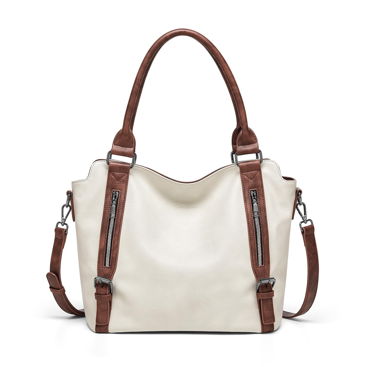 Cnoles Tote Bag for Women Vegan Leather Shoulder Bag Fashion Large Purse and Handbags Ladies Hobo Bags, 00158-white, L