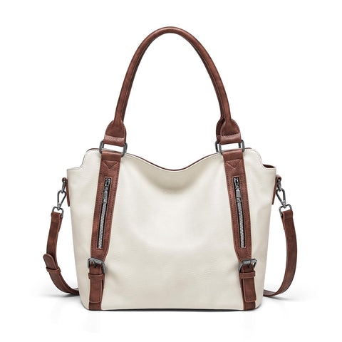 Cnoles Tote Bag for Women Vegan Leather Shoulder Bag Fashion Large Purse and Handbags Ladies Hobo Bags, 00158-white, L