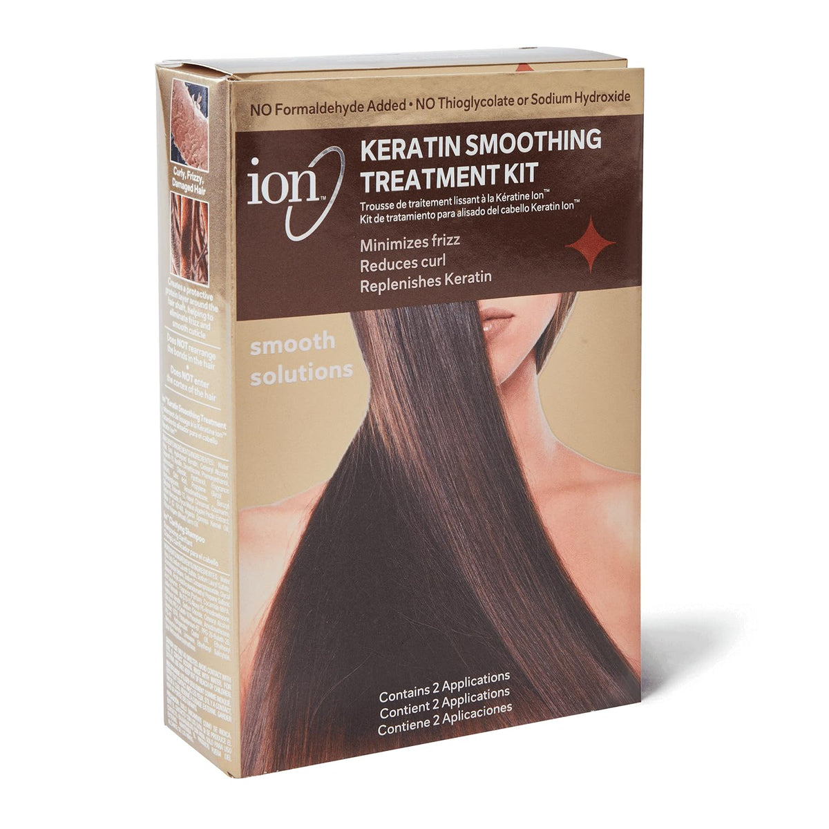 ion Keratin Smoothing Treatment Kit, Formaldehyde Free Treatment, Deeply Nourishes Hair, Great for All Hair Types