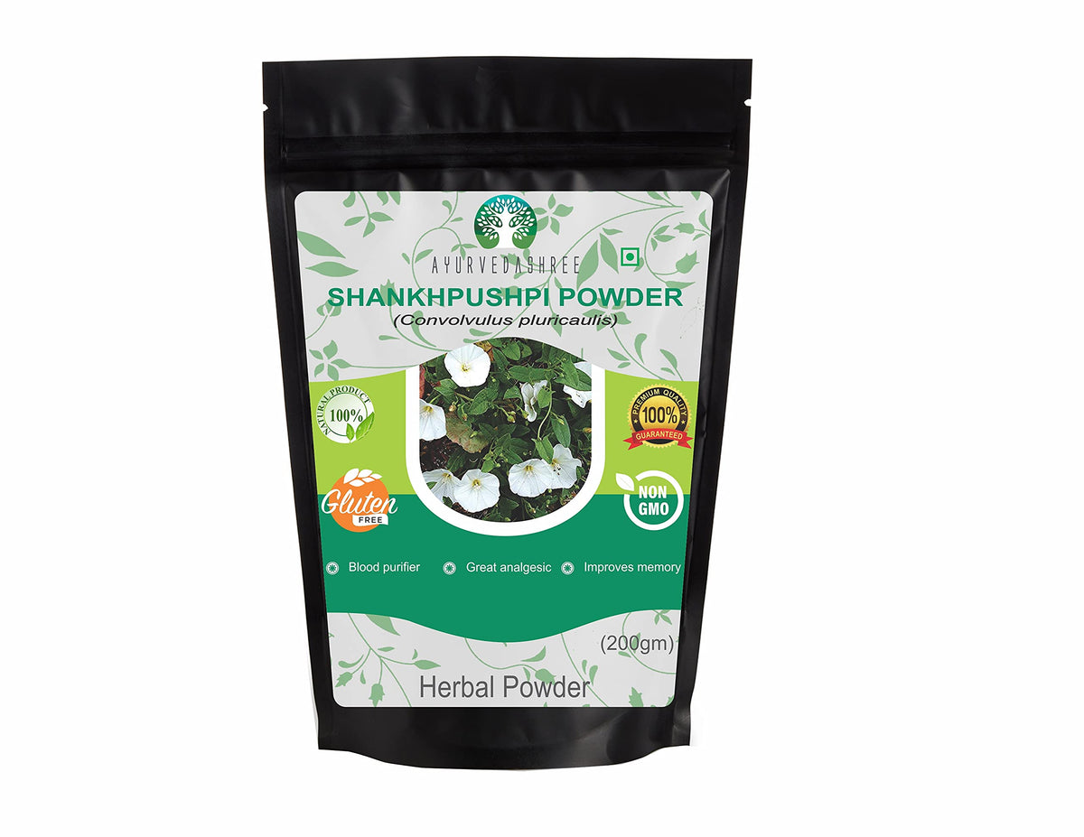 AYURVEDASHREE Shankhpushpi Powder 200 Gm | Convolvulus Pluricaulis | Supports Immunity System | Vegan | Non GMO | GMP Certified | Gluten Free
