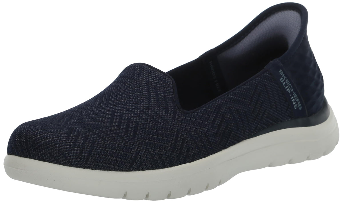 Skechers Women's Slip on Loafer, Navy/White, 7.5
