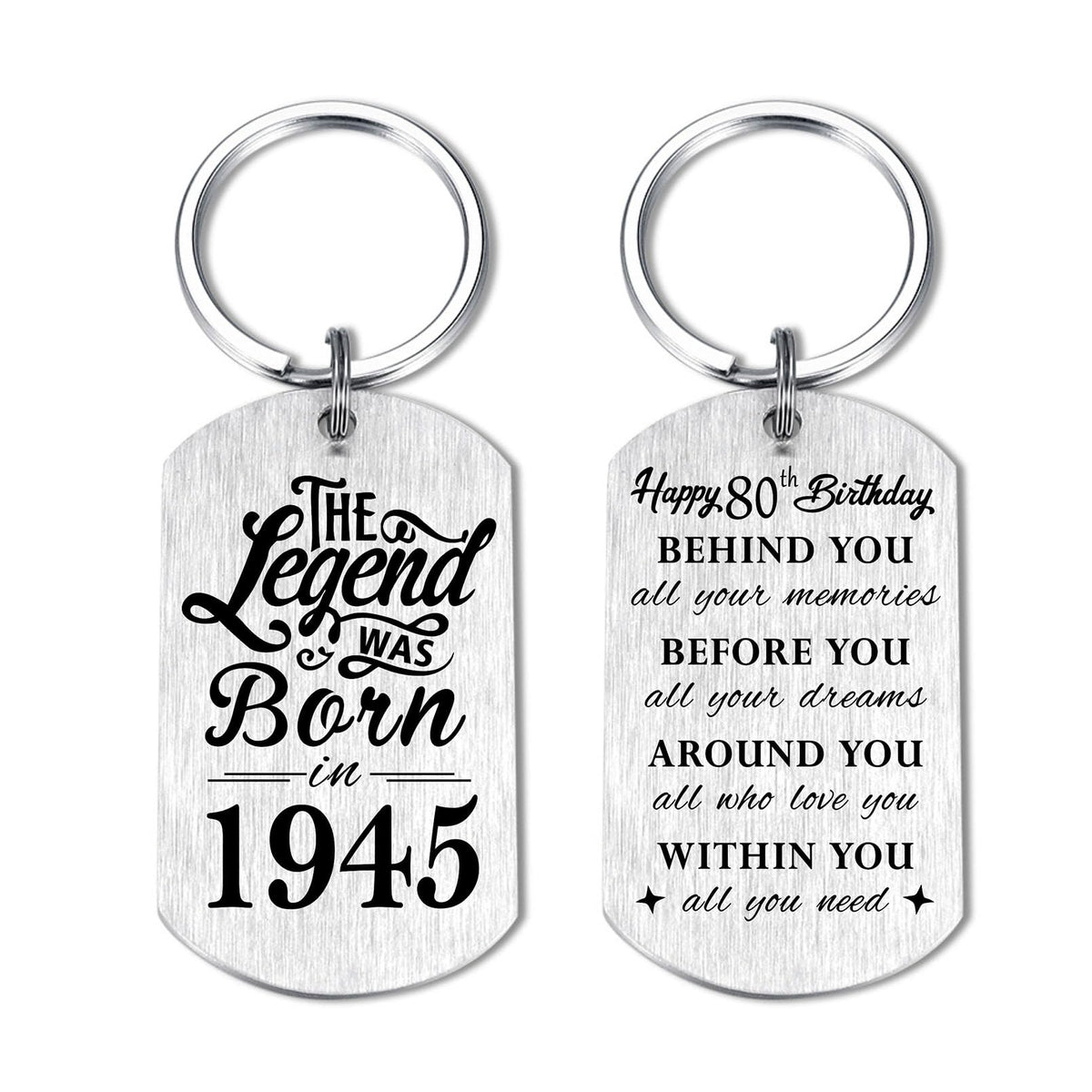 Yobent 80th Birthday Gifts for Men 1943, Happy 80th Birthday Keychain, 80 Year Old Birthday Gifts for Women, The Legend was Born in 1943