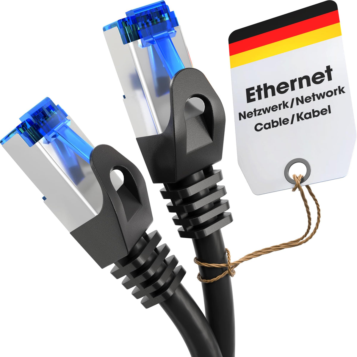 KabelDirekt Network Cable - Transmits maximum fibre-optic internet speed - Ethernet & LAN Cable - 0.5m - Available in 0.25-30m - Gigabit Network, Router/Modem, RJ45 (black/silver)