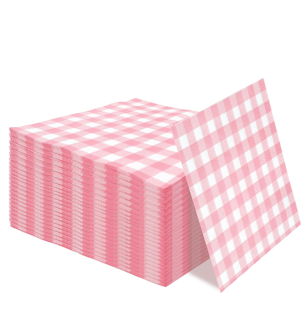 50 Pieces 3-ply Light Pink Gingham Napkins Guest Hand Towels Cocktail Napkins Paper Napkins for Dinner Wedding Birthday Party Beverage Napkins Disposable