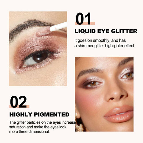Gold Glitter Liquid Eyeshadow Eyelid Color,Highly Pigmented Yellow Liquid Shimmer Eyeshadow Eye Glitter Makeup,Dry Fast Long Lasting Eye Makeup Eye Look