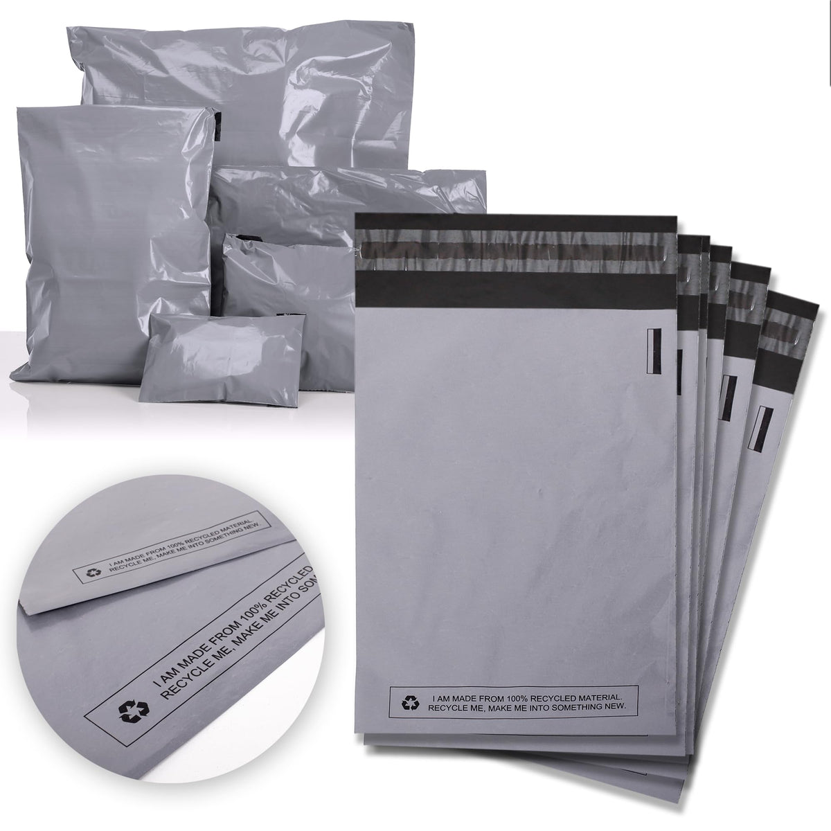 Sabco - Mailing Bags - 15 x 18" Self Adhesive, 100 Waterproof and Tear-Proof Postal Bags - Extra Large Sized Grey Plastic Mailing Mail Post Postage Plastic Bags (15x18", 100)