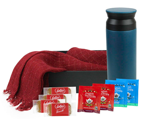 Mothers day Birthday Delight Box Gift Hamper Scarf, Cool Flask, Tea Biscuits - Tea Lovers Delight 2