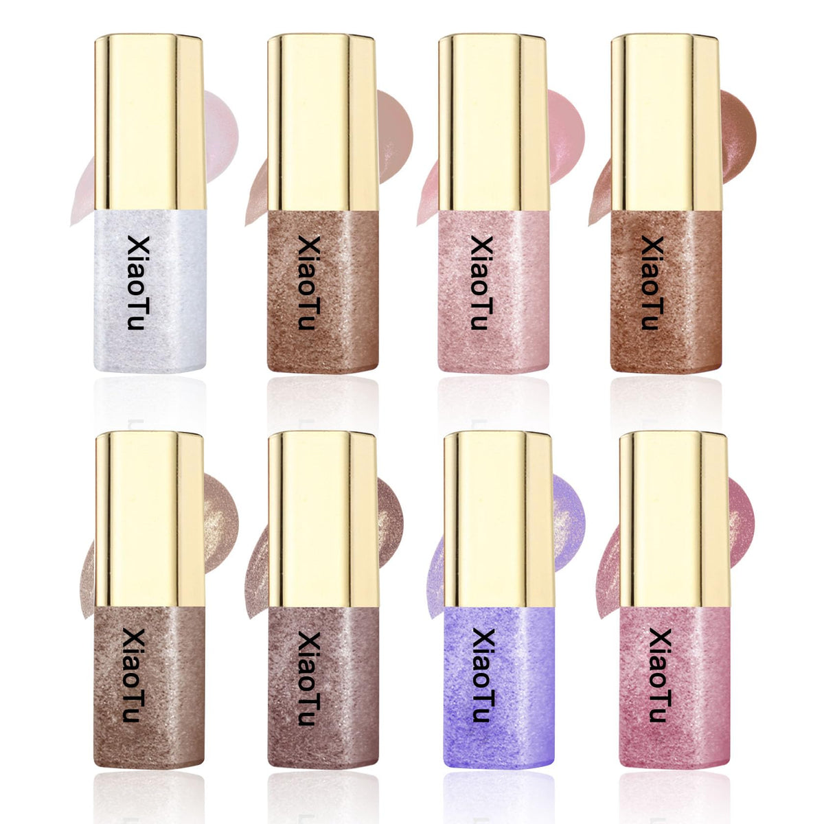 XiaoTu 8PCS Liquid Glitter Eyeshadow Set,Highly Pigmented Glitter Eyeshadow,Shiny Colorful Long Lasting Waterproof Glitter Liquid Eye Shadow,Quick Drying,Mini Cute Shimmer Eyeshadow Makeup Set