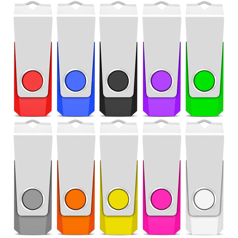 TEWENE USB Stick 1 GB Set of 10 USB Memory Stick Flash Drive Memory Stick High Speed USB 2.0 Multicoloured Rotate
