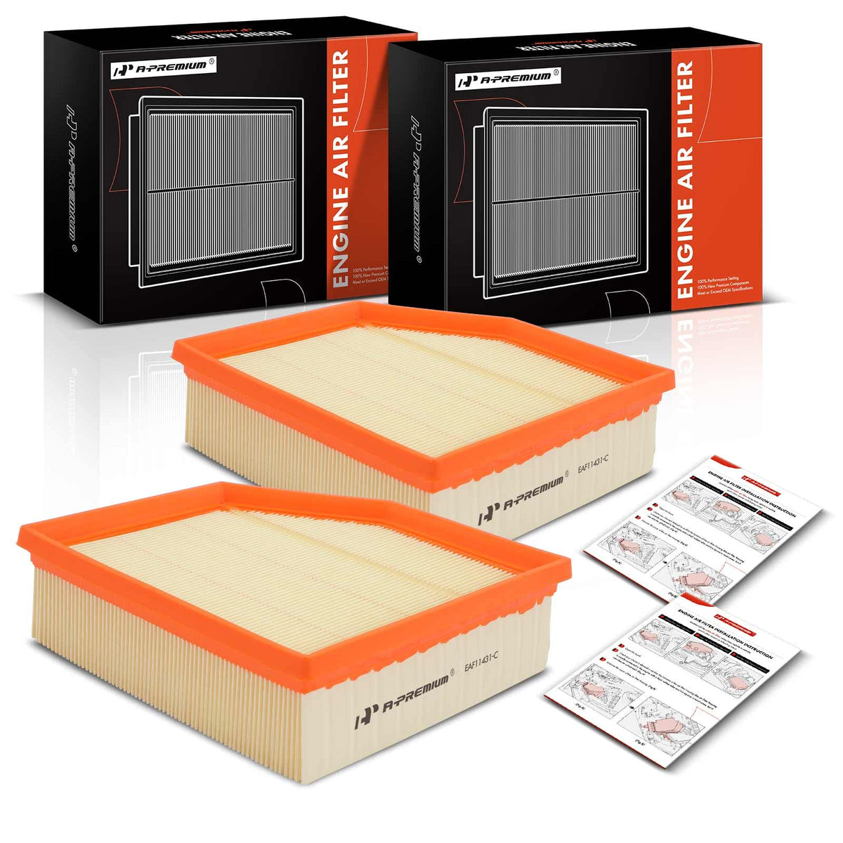 A-Premium 2-PC Engine Air Filter Compatible with Dodge Dart 2013 2014 2015 2016, 1.4L 2.0L 2.4L, Flexible Panel, Replace# 4627127AB