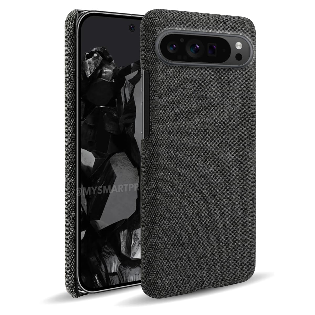 QINOUK Case for Google Pixel 9 Pro, [Anti-Scratch] Ultra-thin Protective Case, PU Cover, Cloth texture Comfortable Warmth, for Google Pixel 9 Pro-Black