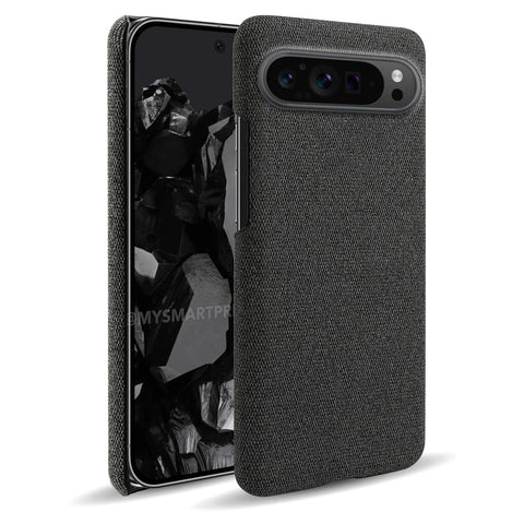 QINOUK Case for Google Pixel 9 Pro, [Anti-Scratch] Ultra-thin Protective Case, PU Cover, Cloth texture Comfortable Warmth, for Google Pixel 9 Pro-Black