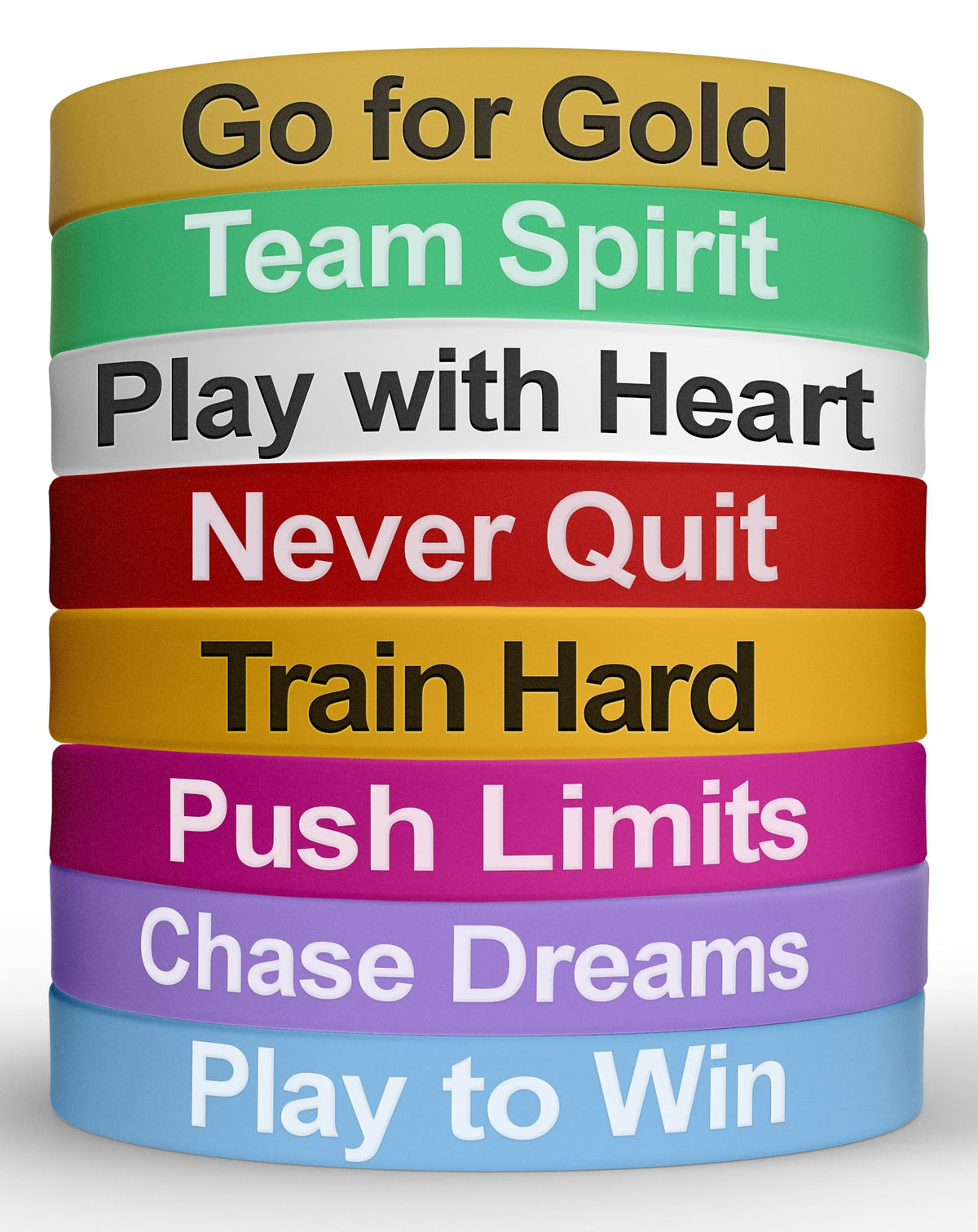 Silicone Wristbands - 8 Pack Fun and Motivational Wristbands for Men, Women & Kids - Silicone Rubber Bracelets with Inspirational Quotes - 8