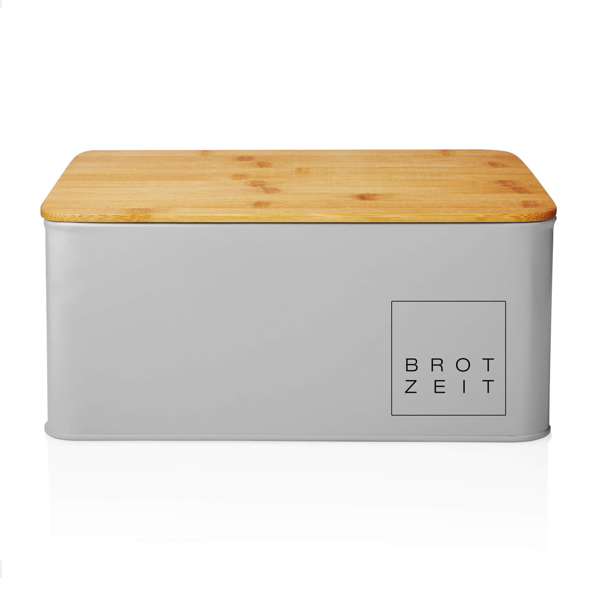 Lumaland Cuisine Bread Bin | Metal Bread Box with Bamboo Lid | Rectangular Bread Box 30,5 x 23,5 x 14 cm | 2in1 Bread Bin & Cutting Board [Light Grey]