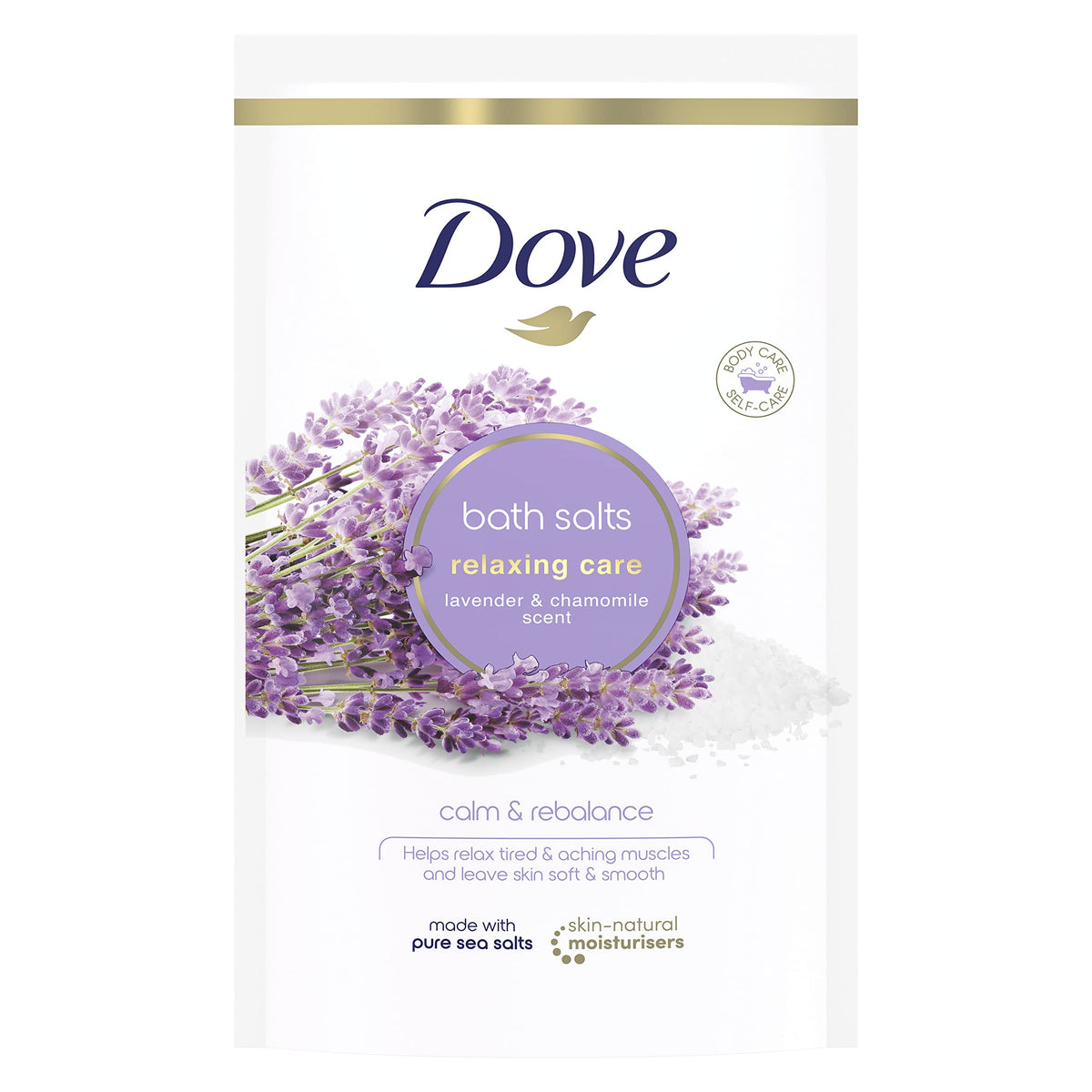 Dove Lavender & Chamomile Relaxing Care with skin-natural moisturisers Bath Salts relaxing your mind & body, leaving your skin smooth & soft 4 x 900 g