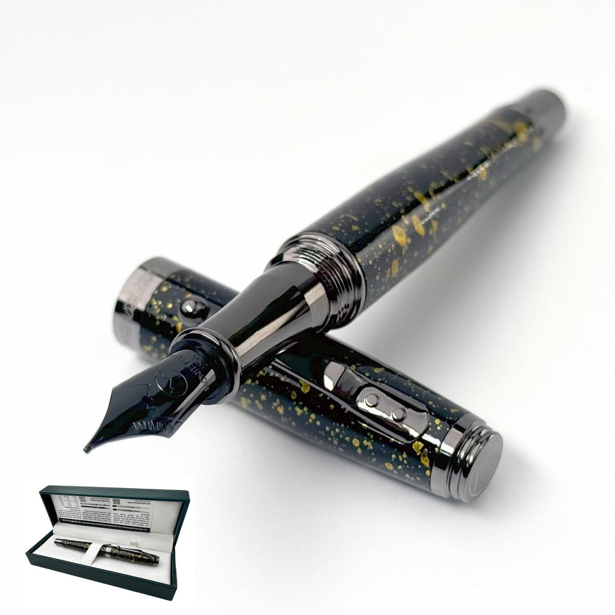 Monteverde Invincia Vega Starlight Yellow Fountain Pen - Broad Nib, Vibrant Design, Premium Writing Instrument
