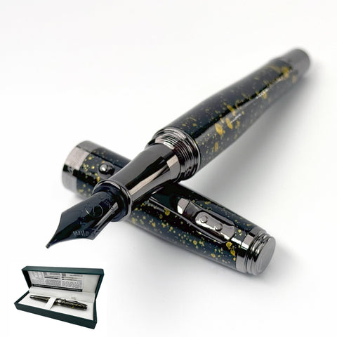 Monteverde Invincia Vega Starlight Yellow Fountain Pen - Broad Nib, Vibrant Design, Premium Writing Instrument