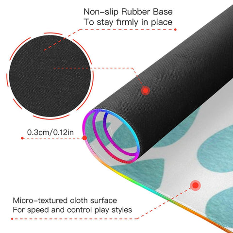 Blue Dots Wireless Charging Mouse Pad for Mobile Phone Extra Large Gaming Mousepad with 13 Lighting Modes Keyboard Mat for Gaming MacBook PC Laptop Desk Home Office