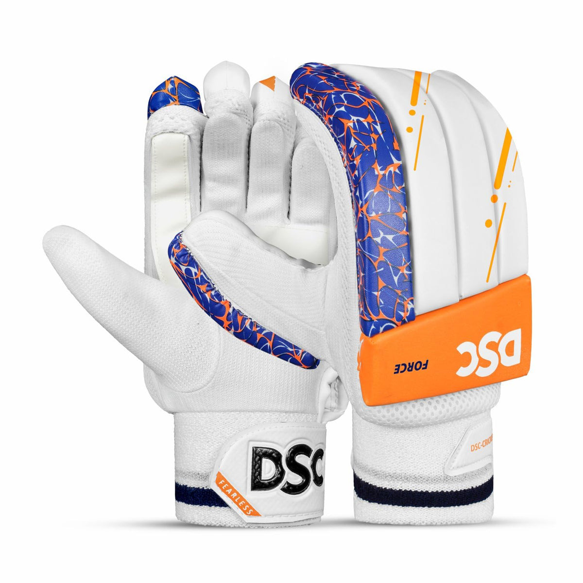 DSC Intense Force Leather Cricket Batting Gloves, Youth Right (White Fluro Yellow)
