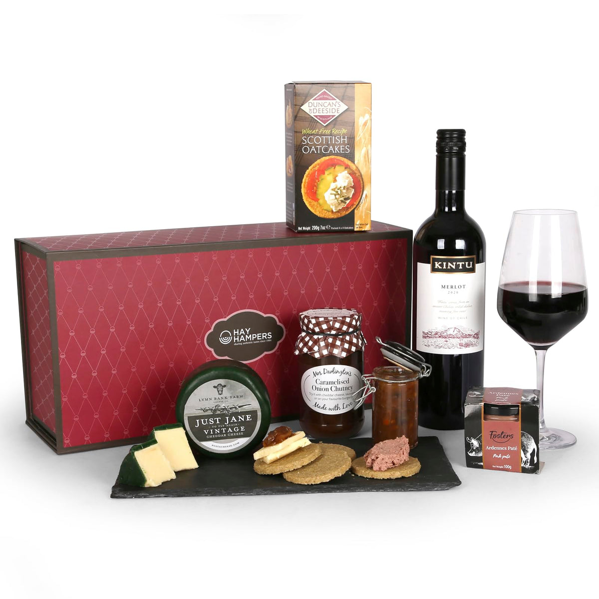 Hay Hampers Red Wine & Cheese Hamper - Wine Gift Set, Gifts for Women & Men, Hamper Gift for Couples & Parents