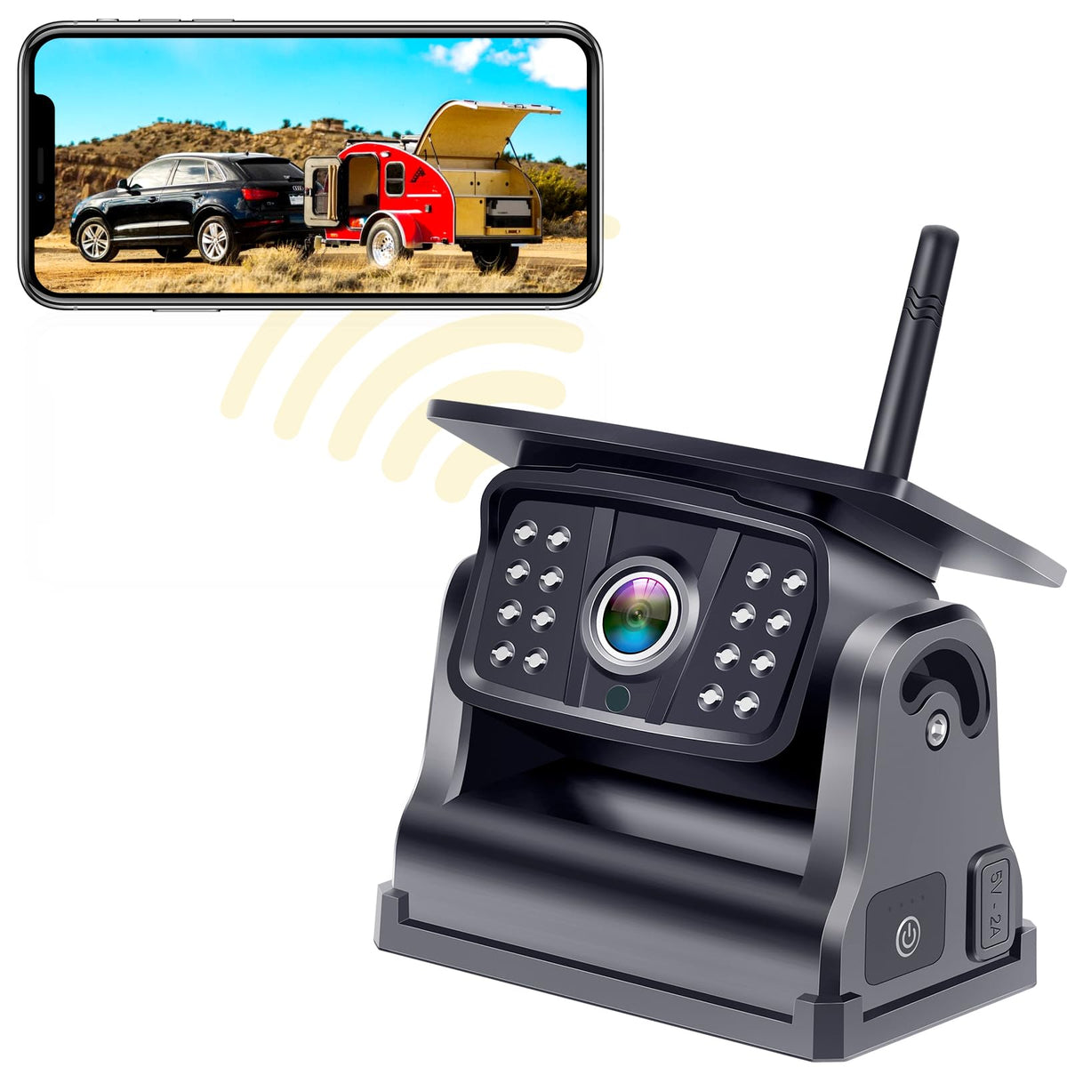 DoHonest Wireless Backup Camera Magnetic: Scratch-Proof Truck Trailer Hitch Rear View Camera HD 1080P No Wiring No Drilling Rechargeable 5 Inch Monitor System for Car RV Camper -V35