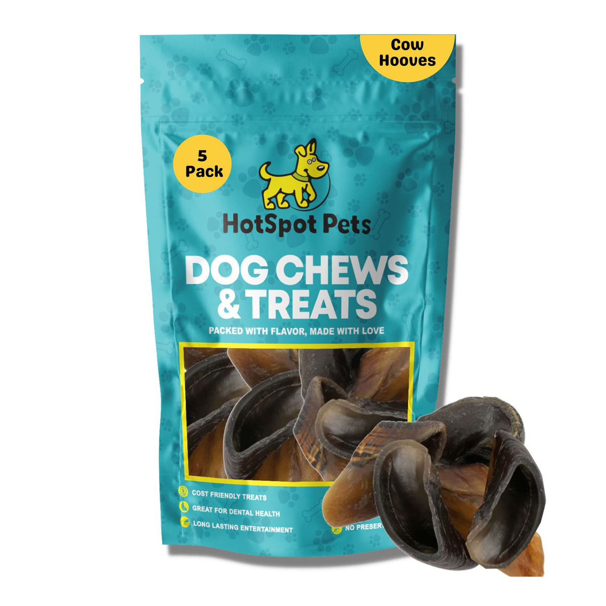 hotspot pets Full-Size Cow Hooves for Dogs | All-Natural Long Lasting Dog Chews | Made from Grass Fed Cattle | Tasty Treat for Oral Hygiene | Fantastic Alternative for Rawhide and Bully Sticks