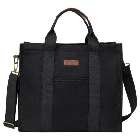 VASCHY Tote Bags for Women, Canvas Crossbody Shoulder Bag with Zipper Casual Ladies Handbags Purse for Work/Travel/Shopping,Black
